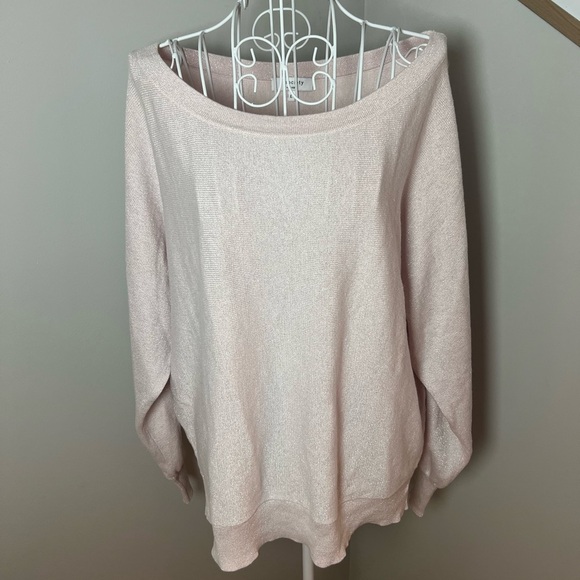 J. Society Women's L Light Pink Metallic Pullover Sweater Cotton Blend Dolman - Picture 1 of 5